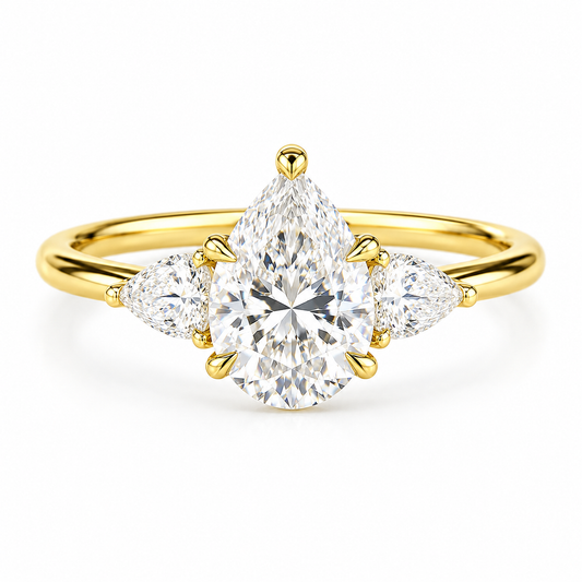 Pear-shaped lab-grown diamond engagement ring by MISSISSI Fine Jewelry