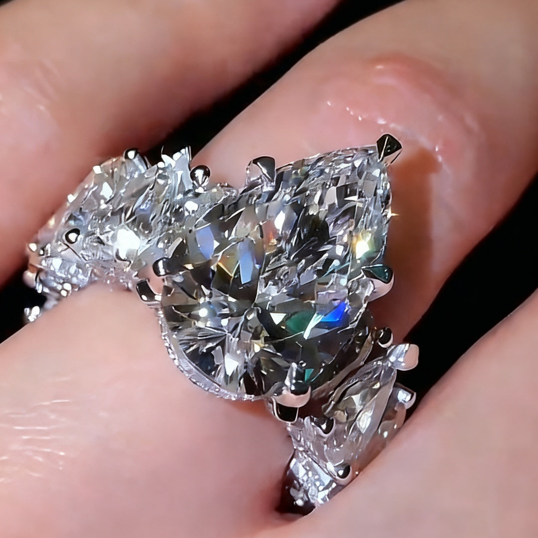 6 Carat Pear Shaped Diamond Ring – D Color VVS Clarity – Exquisite Handcrafted Luxury Engagement Ring