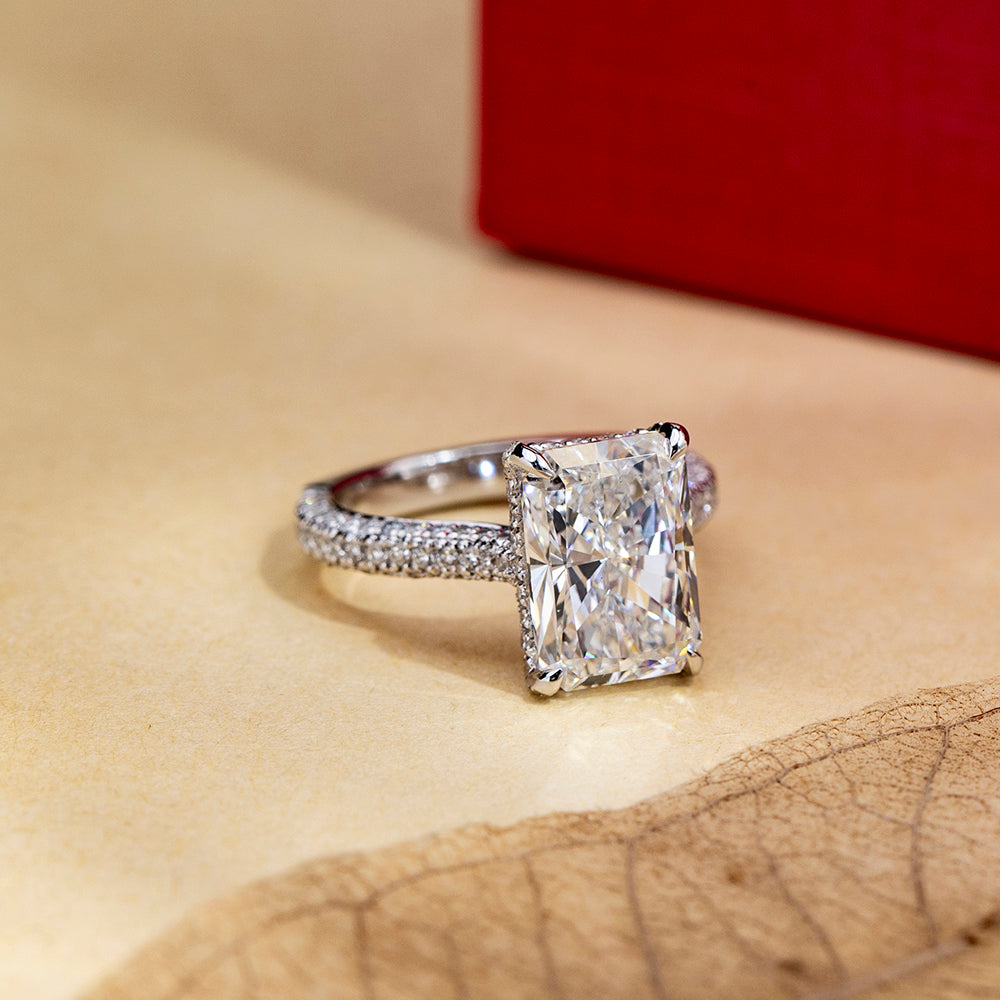 18K Gold Large Square Diamond Ring | Elegant & Timeless Engagement, Wedding & Anniversary Jewelry for Women