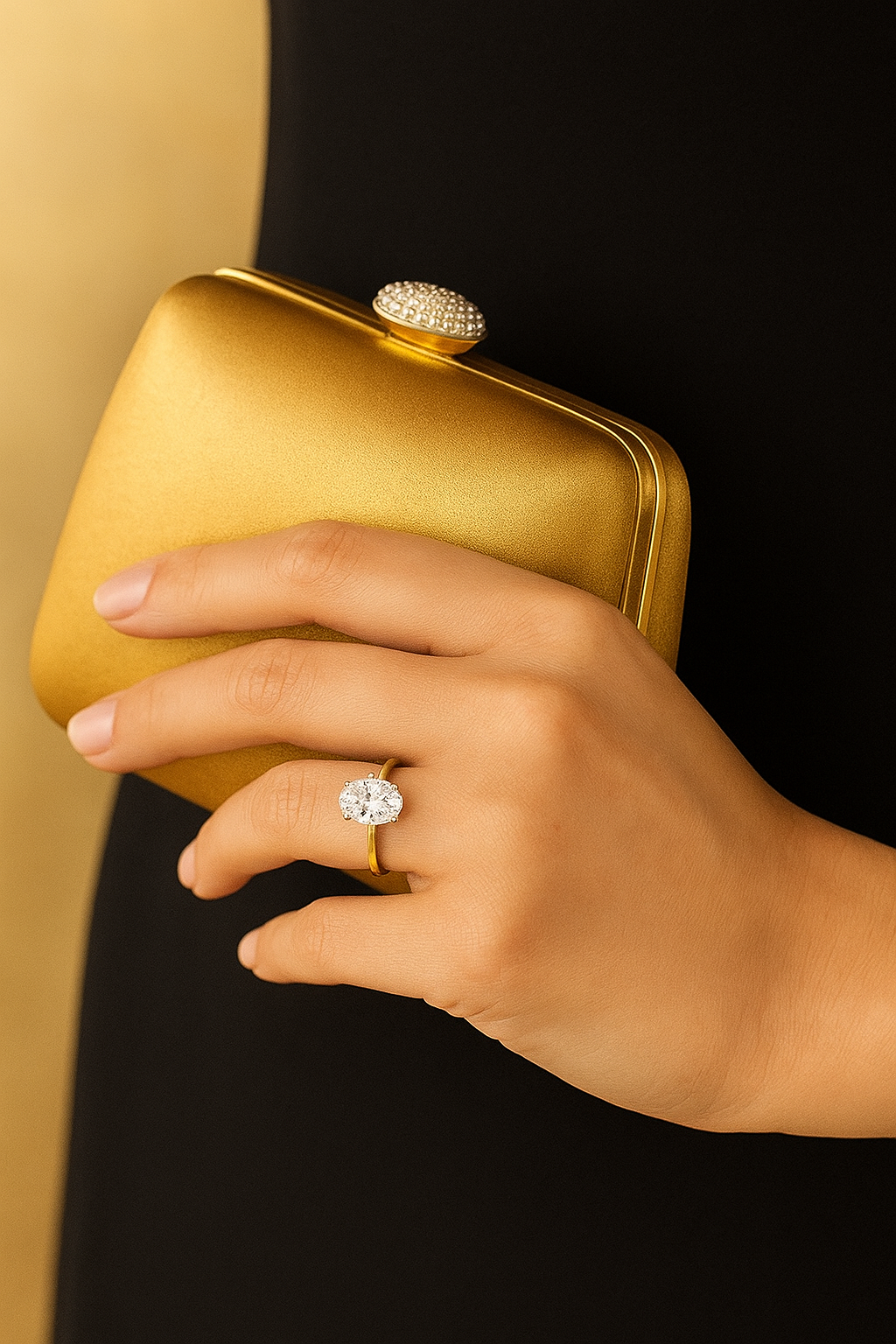 18K Gold Large Oval Diamond Ring | Elegant Engagement, Wedding & Anniversary Jewelry for Women