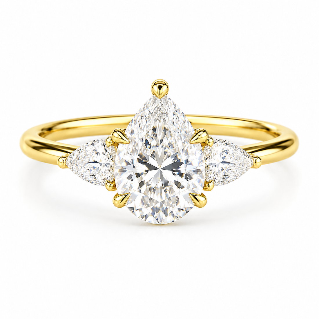 Pear-shaped lab-grown diamond engagement ring by MISSISSI Fine Jewelry