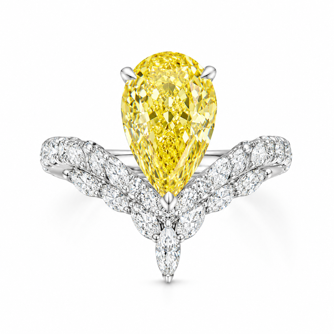 5 carat fancy yellow pear-shaped lab-grown diamond engagement ring by MISSISSI