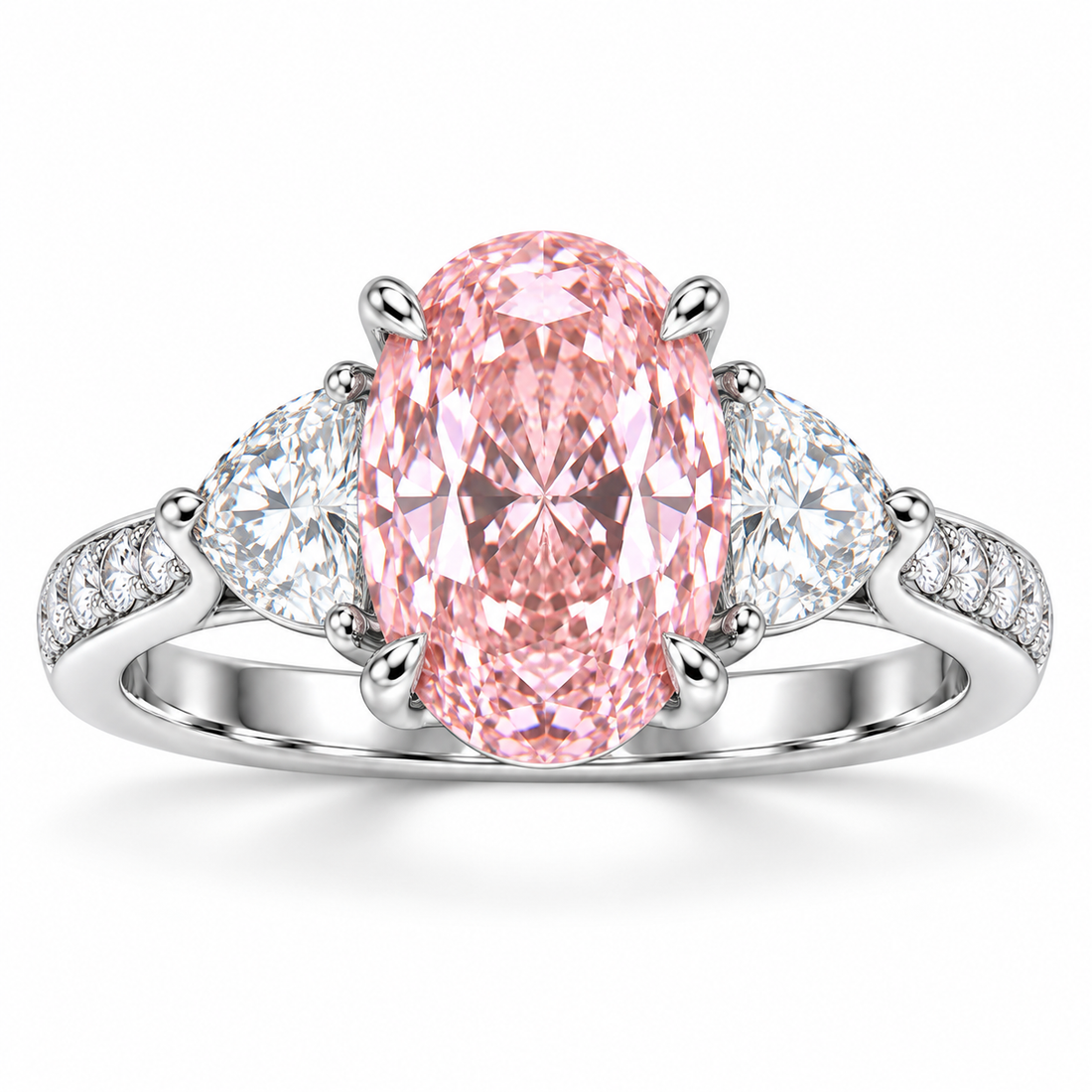 7 carat oval fancy pink lab-grown diamond engagement ring by MISSISSI