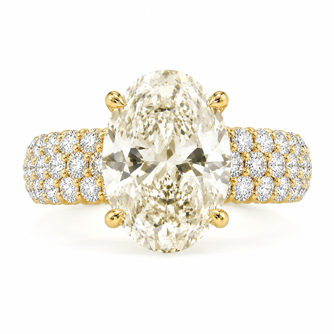 6 carat oval lab-grown diamond pavé engagement ring by MISSISSI