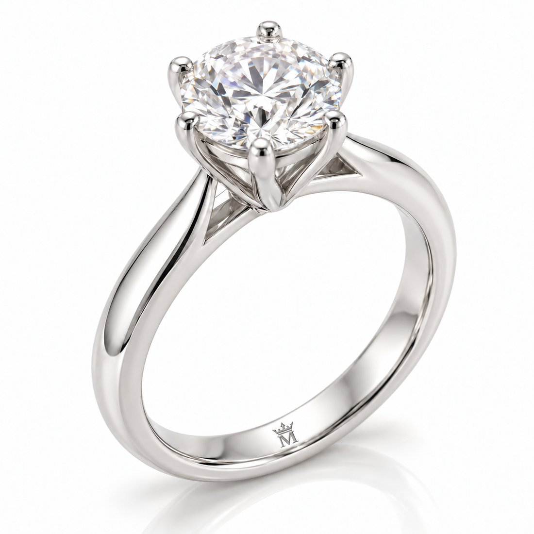 MISSISSI 2 carat round lab-grown diamond six-prong solitaire engagement ring