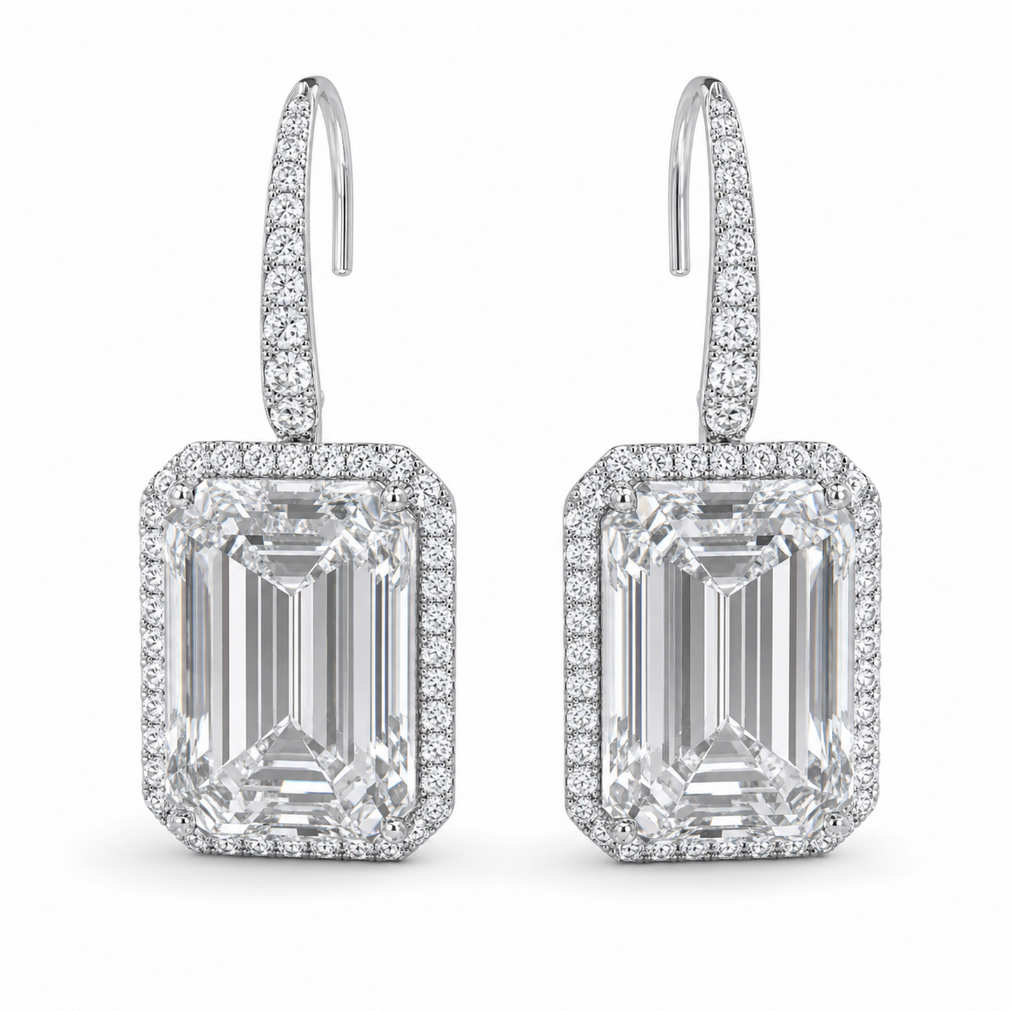6 Carat Total Emerald Cut Lab-Grown Diamond Drop Earrings in Platinum | D Color VVS
