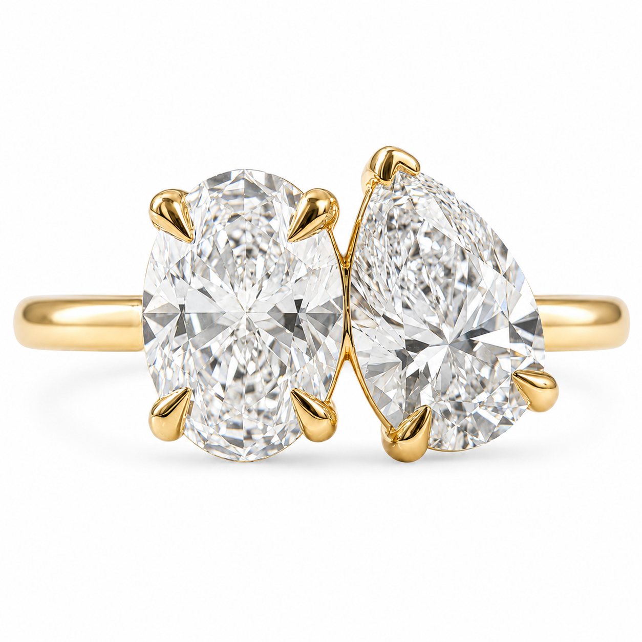 2ct Oval and Pear Lab Grown Diamond Toi et Moi Ring