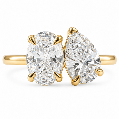 2ct Oval and Pear Lab Grown Diamond Toi et Moi Ring