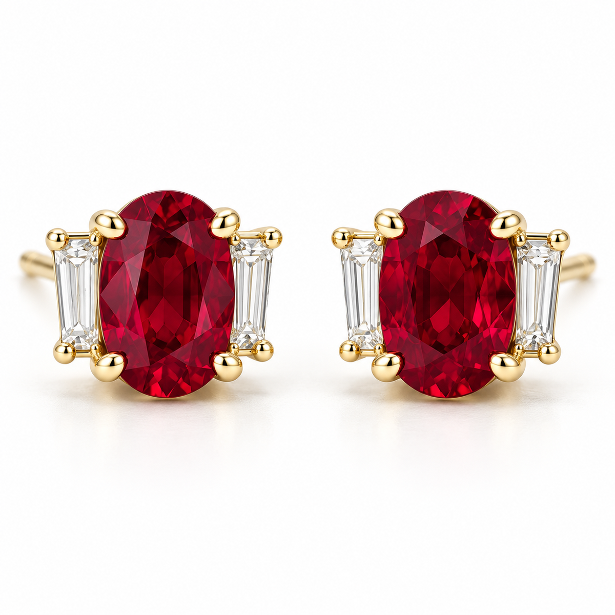 MISSISSI RB16 lab-grown ruby jewelry in yellow gold, product view design visualization