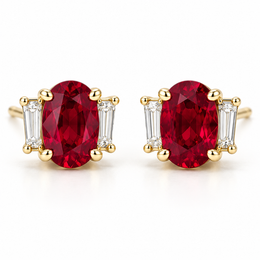 MISSISSI RB16 lab-grown ruby jewelry in yellow gold, product view design visualization