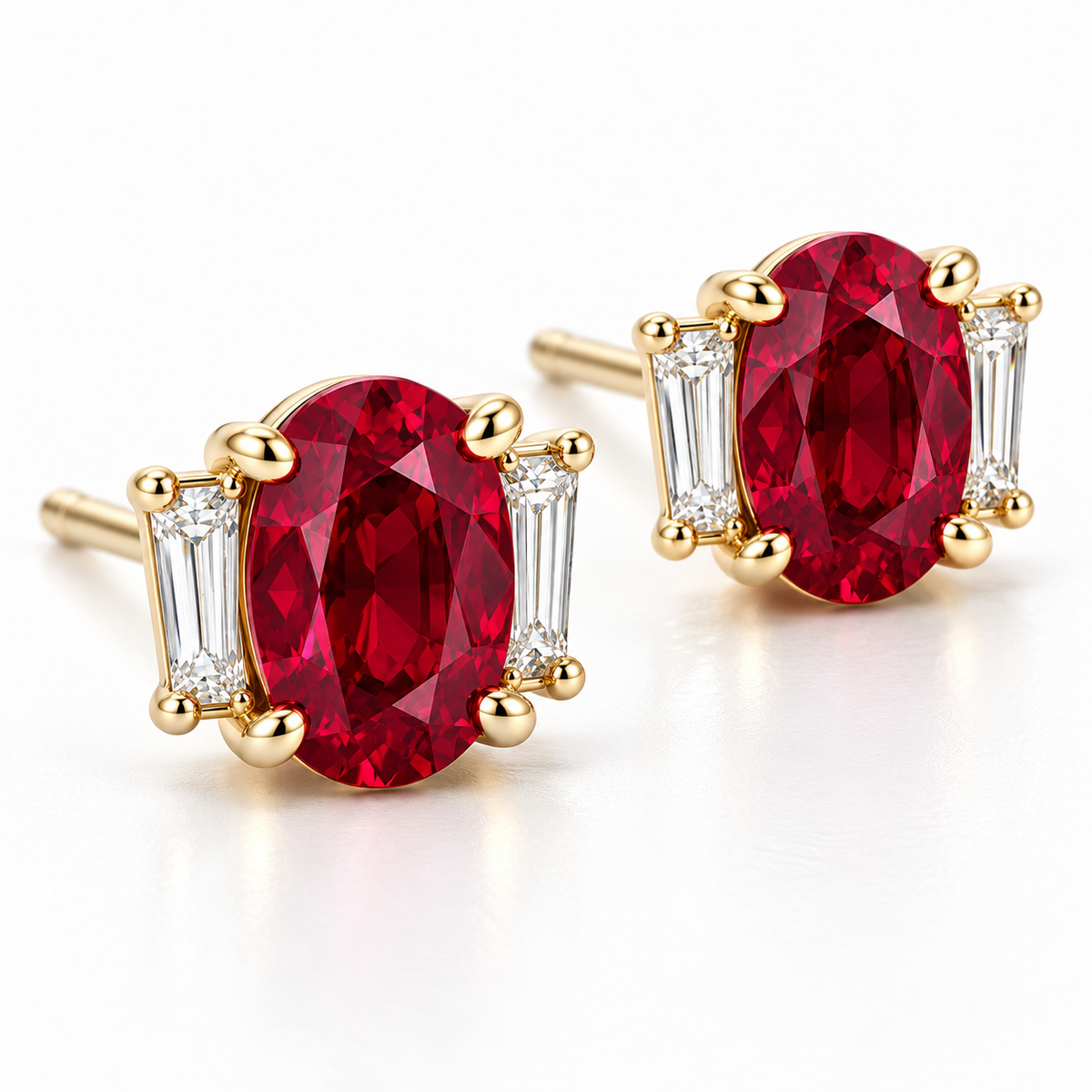 MISSISSI RB16 lab-grown ruby jewelry in yellow gold, product view design visualization