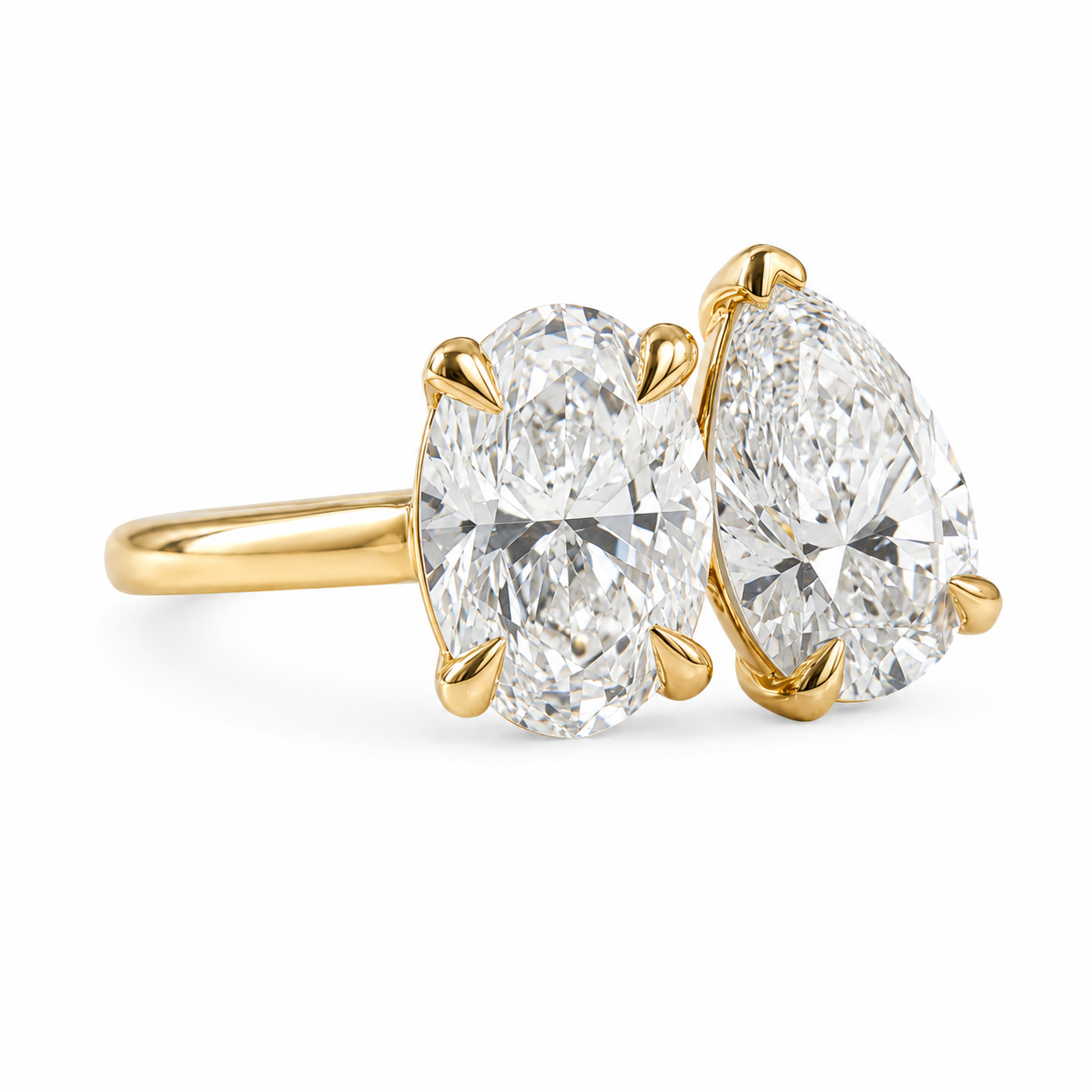 Oval Pear Diamond Combination Ring Handmade Fine Jewelry