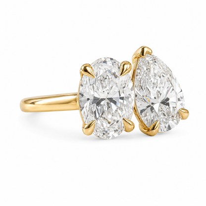 Oval Pear Diamond Combination Ring Handmade Fine Jewelry