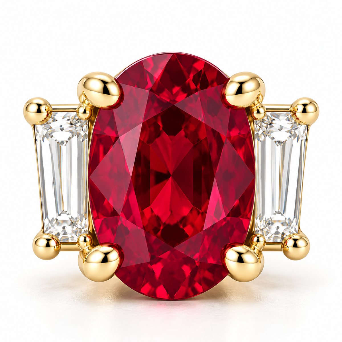 MISSISSI RB16 lab-grown ruby jewelry in yellow gold, product view design visualization