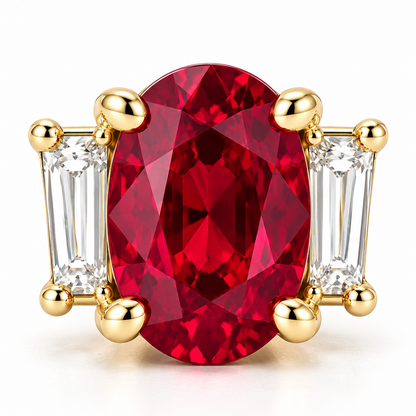 MISSISSI RB16 lab-grown ruby jewelry in yellow gold, product view design visualization