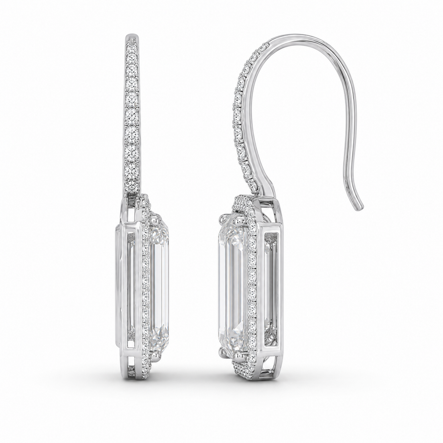 6 Carat Total Emerald Cut Lab-Grown Diamond Drop Earrings in Platinum | D Color VVS