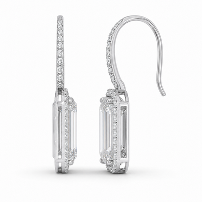 6 Carat Total Emerald Cut Lab-Grown Diamond Drop Earrings in Platinum | D Color VVS