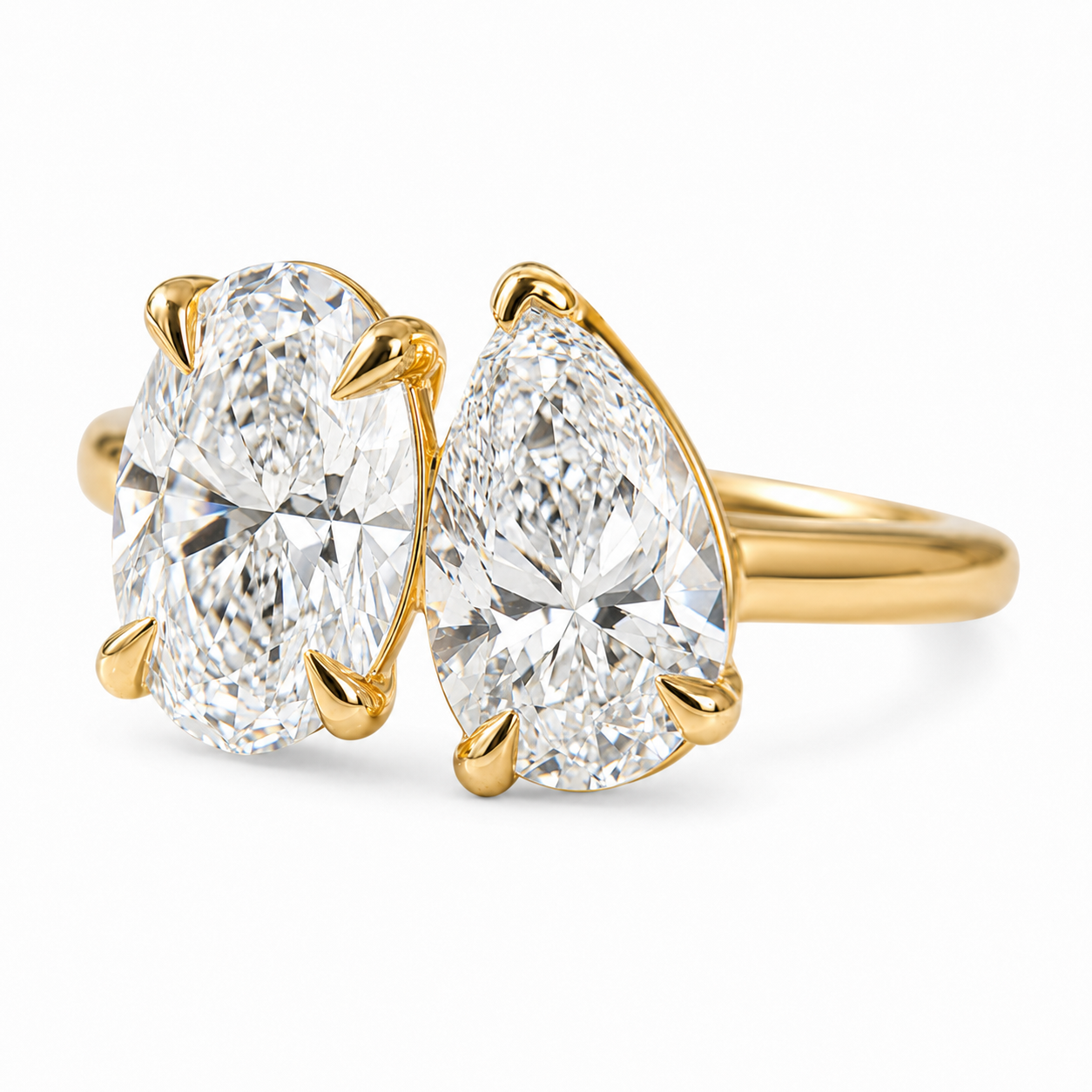 Luxury Dual Stone Diamond Engagement Ring D Color VVS