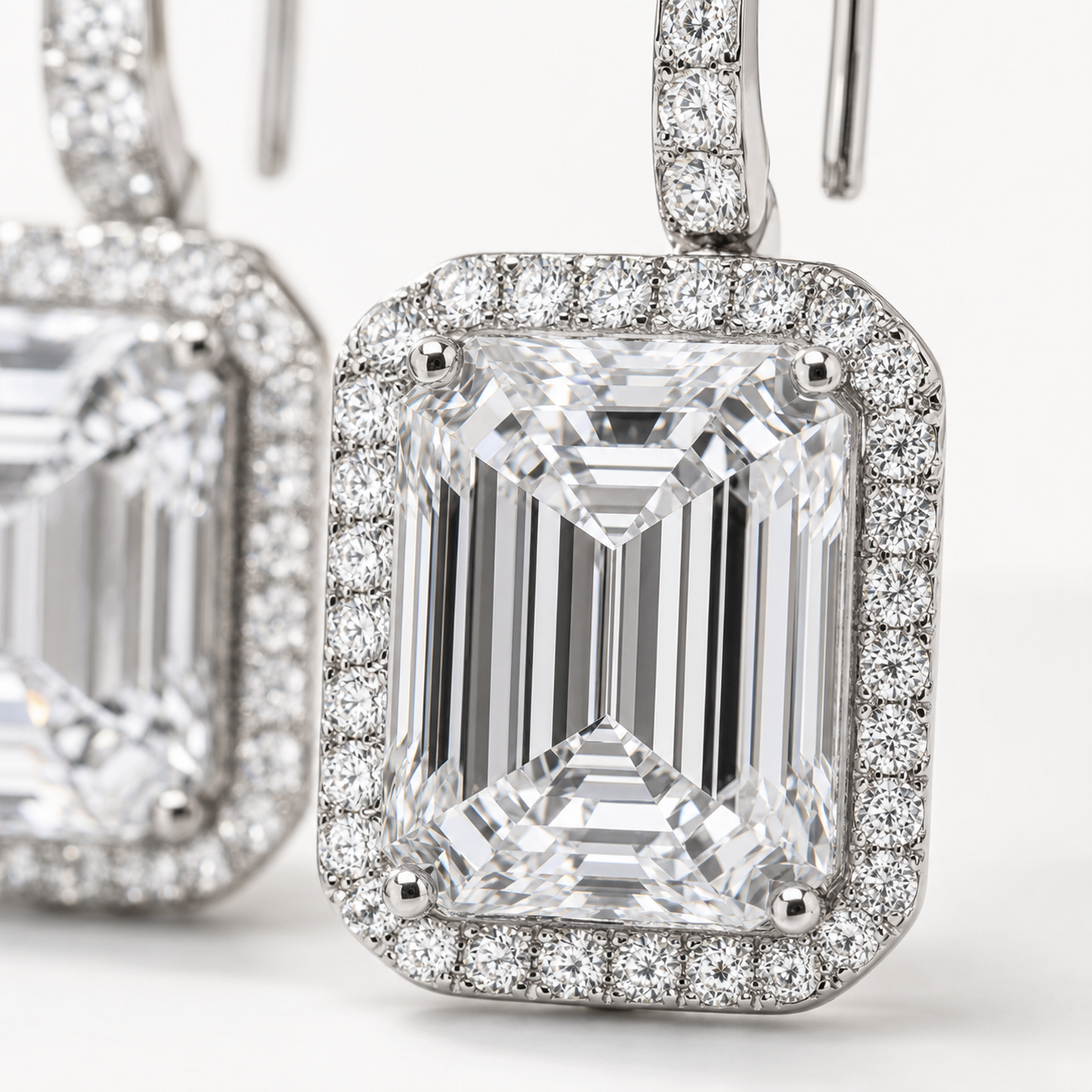 6 Carat Total Emerald Cut Lab-Grown Diamond Drop Earrings in Platinum | D Color VVS