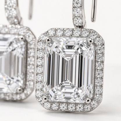 6 Carat Total Emerald Cut Lab-Grown Diamond Drop Earrings in Platinum | D Color VVS