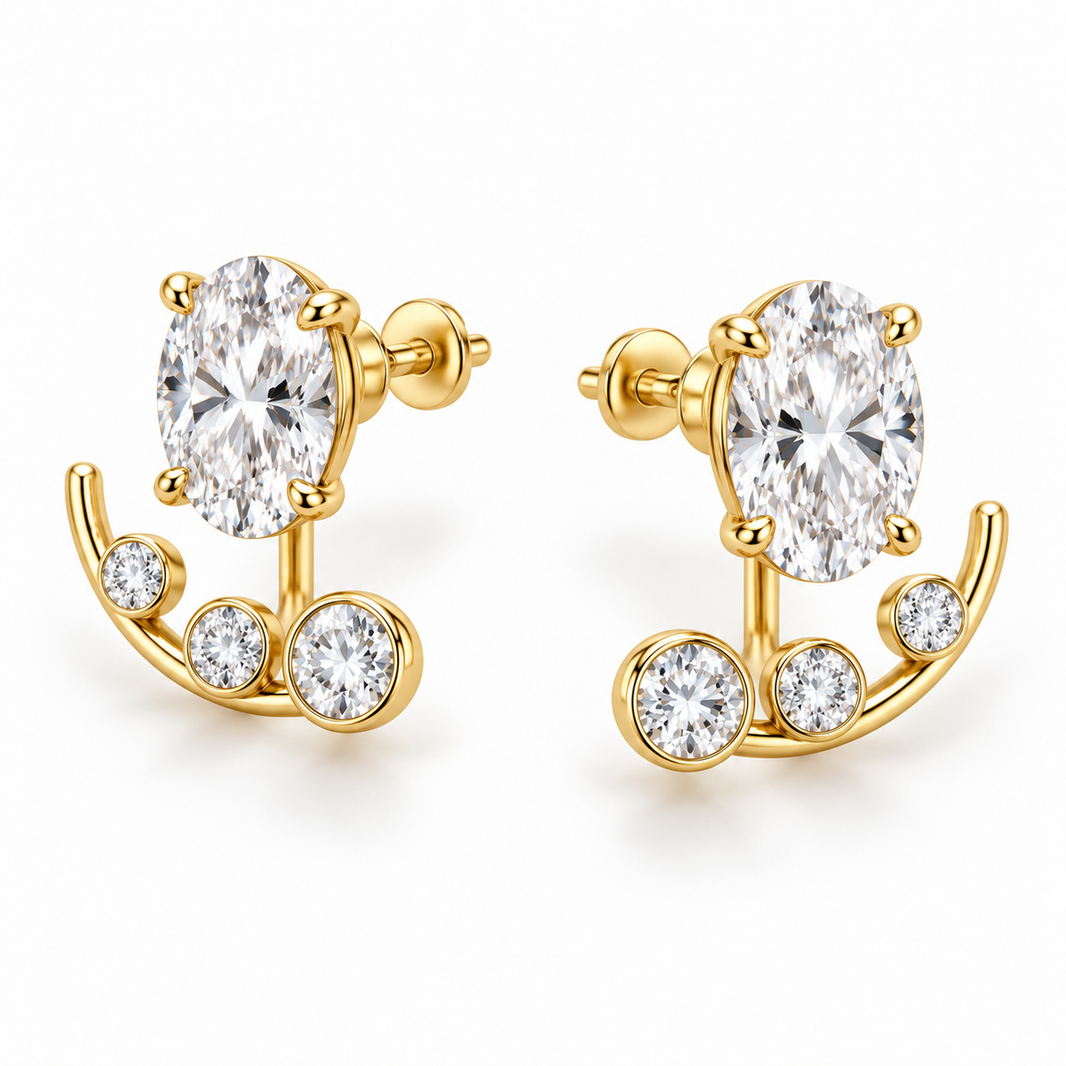 Arclet matching earring pair in an angled profile view, AI design visualization