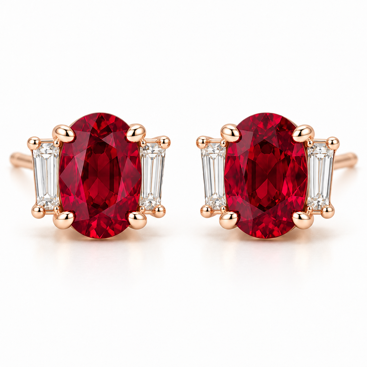 MISSISSI RB16 lab-grown ruby jewelry in rose gold, product view design visualization