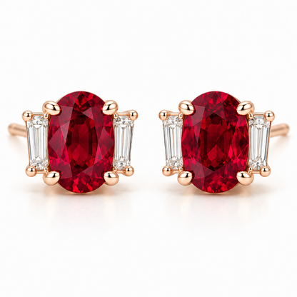 MISSISSI RB16 lab-grown ruby jewelry in rose gold, product view design visualization