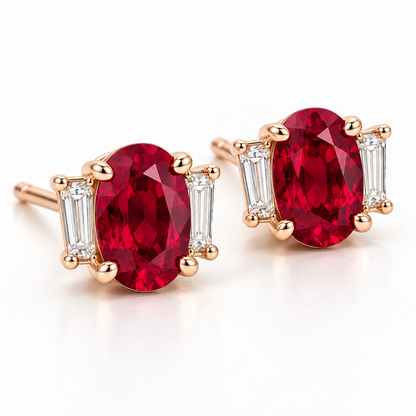 MISSISSI RB16 lab-grown ruby jewelry in rose gold, product view design visualization