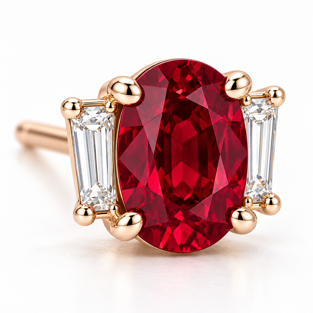 MISSISSI RB16 lab-grown ruby jewelry in rose gold, product view design visualization
