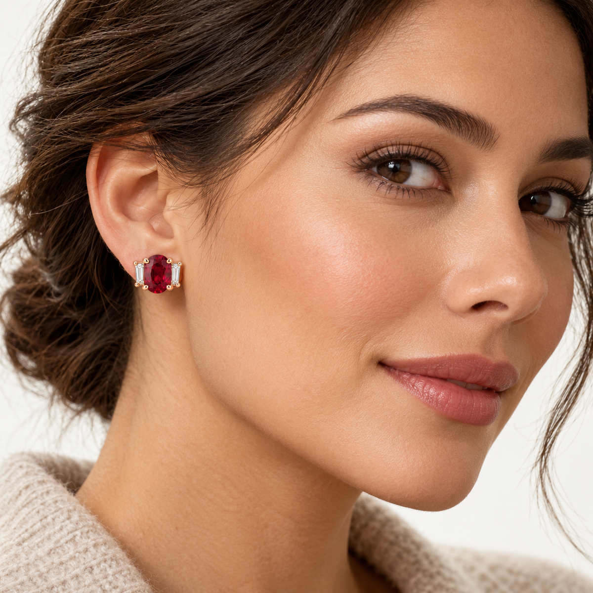 MISSISSI RB16 lab-grown ruby jewelry in rose gold, adult wearer design visualization