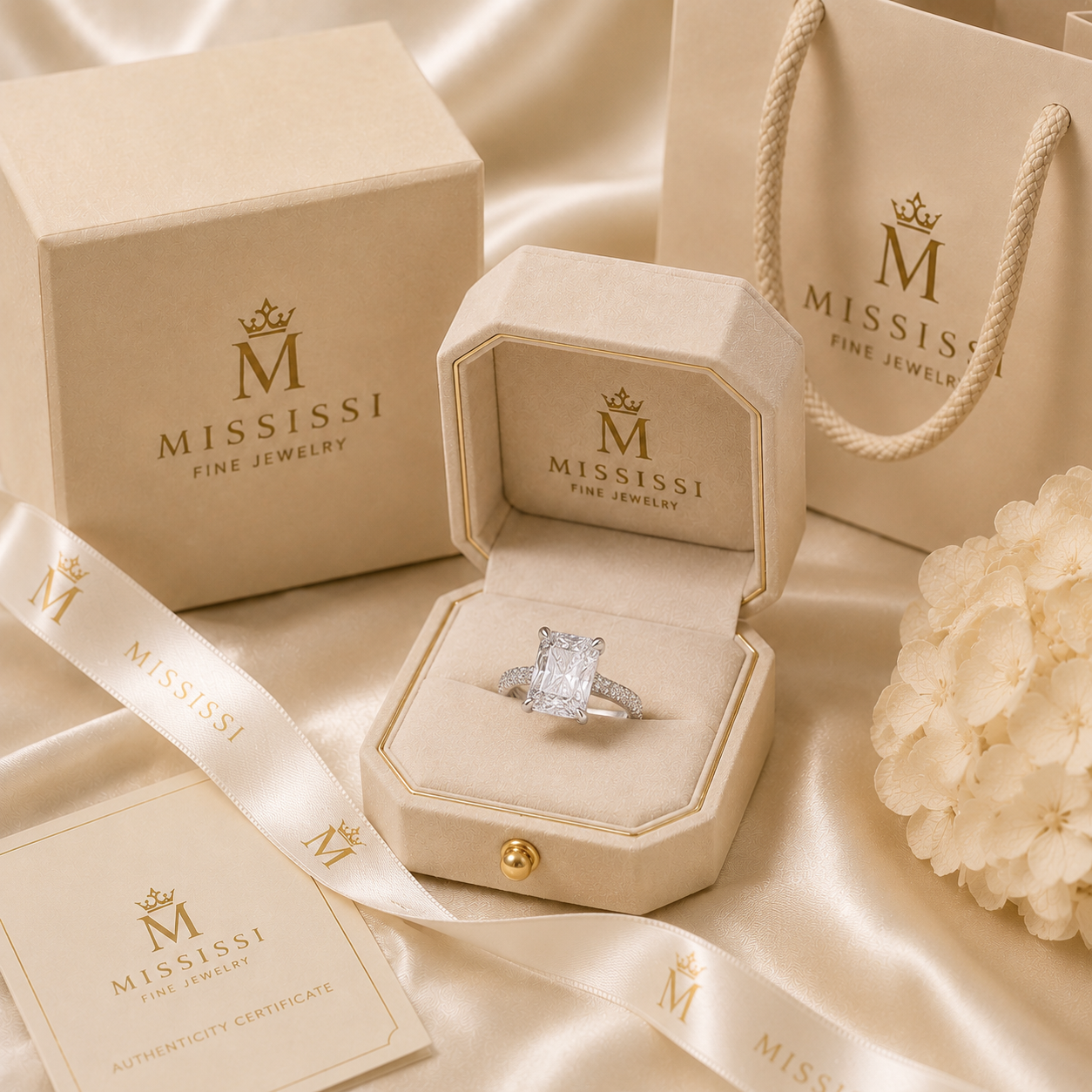 6-Carat Square Radiant Cut Lab-Grown Diamond Ring - D Color VVS Crushed Ice Solitaire Ring