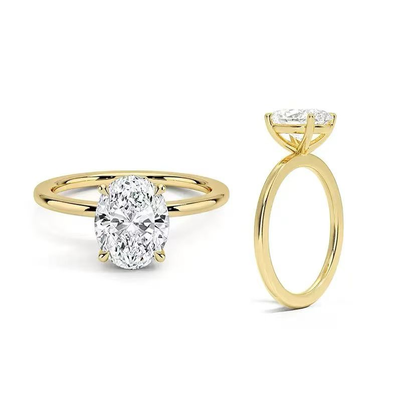18K Gold Large Oval Diamond Ring | Elegant Engagement, Wedding & Anniversary Jewelry for Women