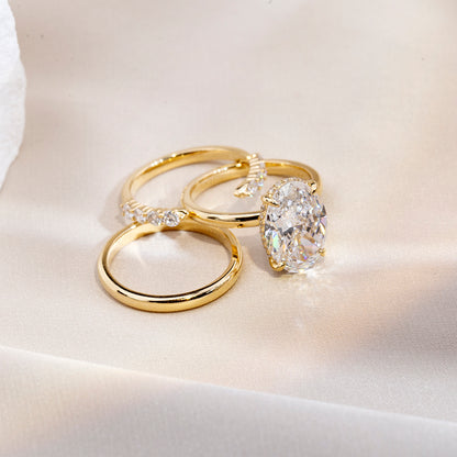 18K Gold Large Oval Diamond Ring | Convertible Elegant Jewelry for Engagement, Wedding & Anniversary Gifts