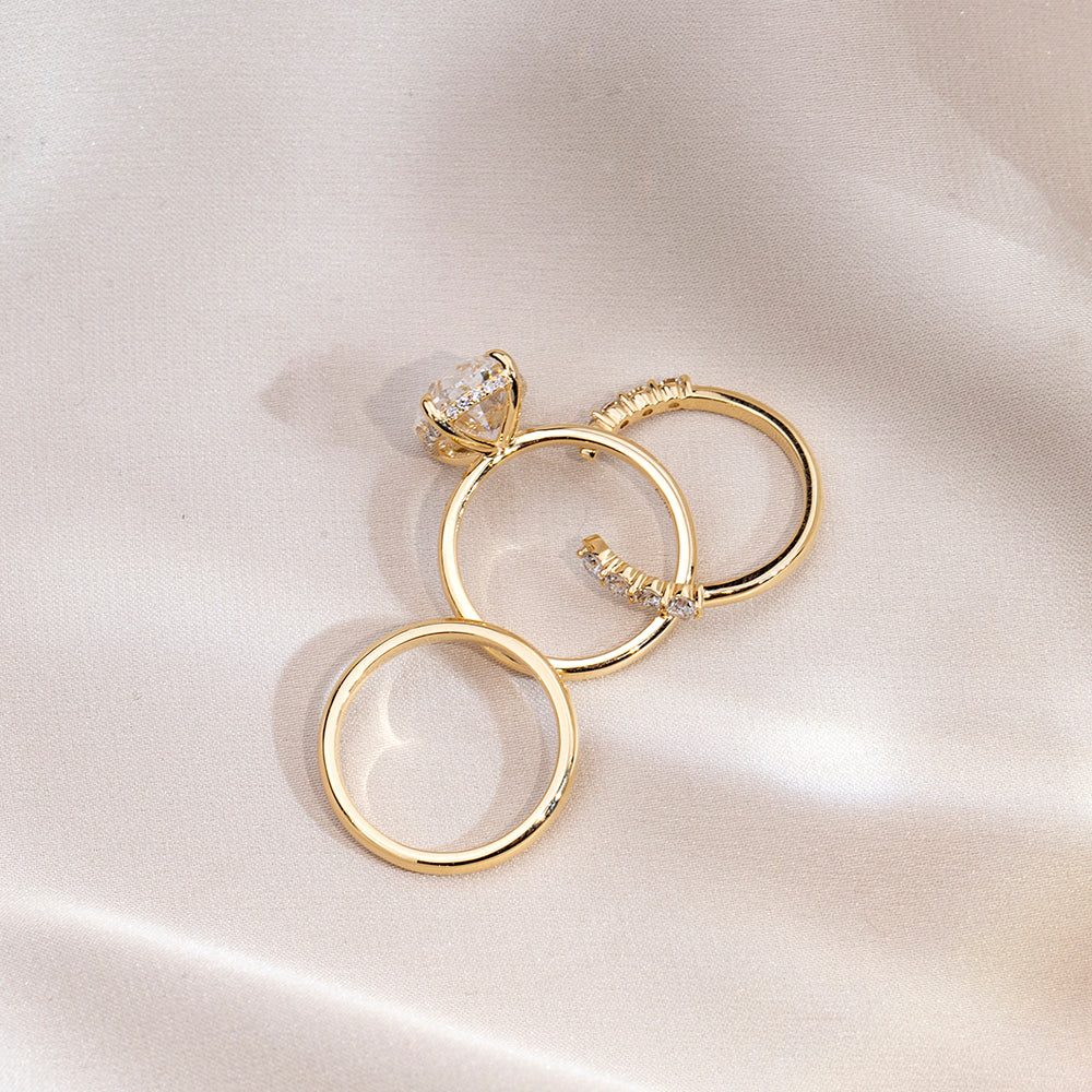 18K Gold Large Oval Diamond Ring | Convertible Elegant Jewelry for Engagement, Wedding & Anniversary Gifts