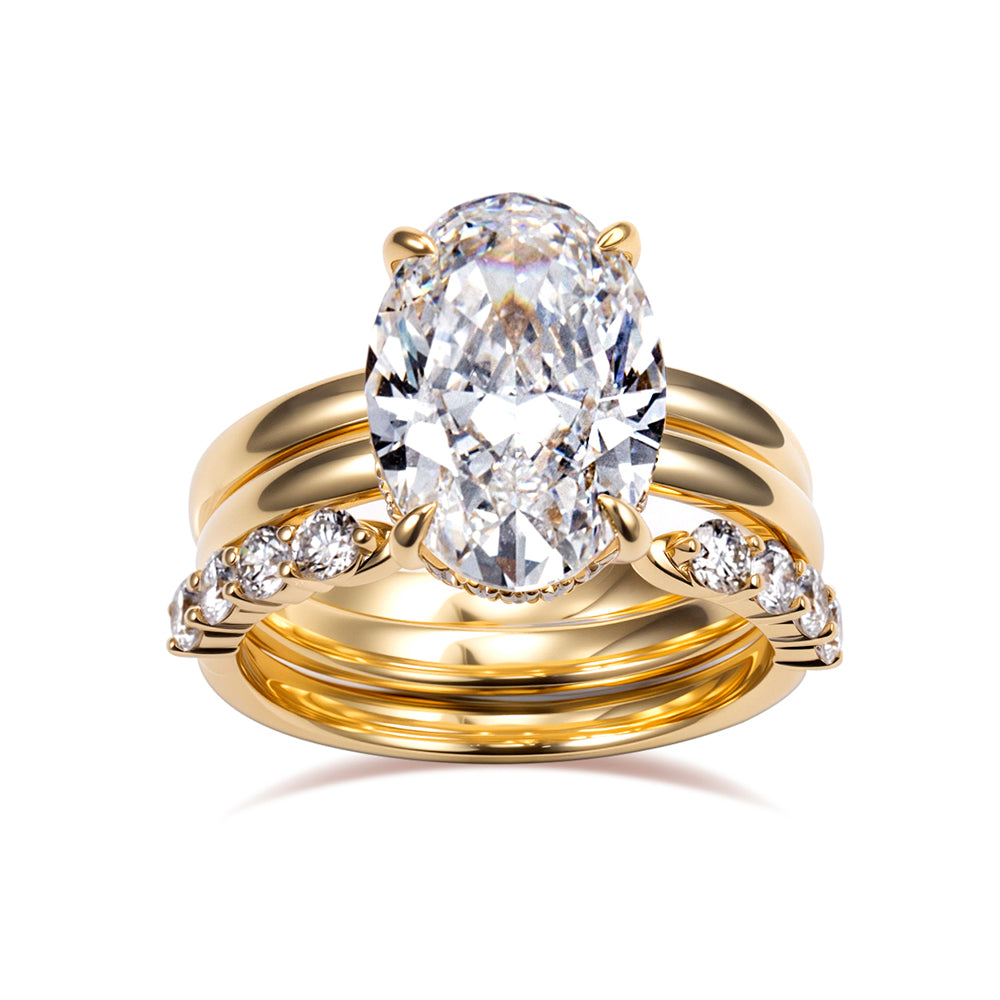 18K Gold Large Oval Diamond Ring | Convertible Elegant Jewelry for Engagement, Wedding & Anniversary Gifts