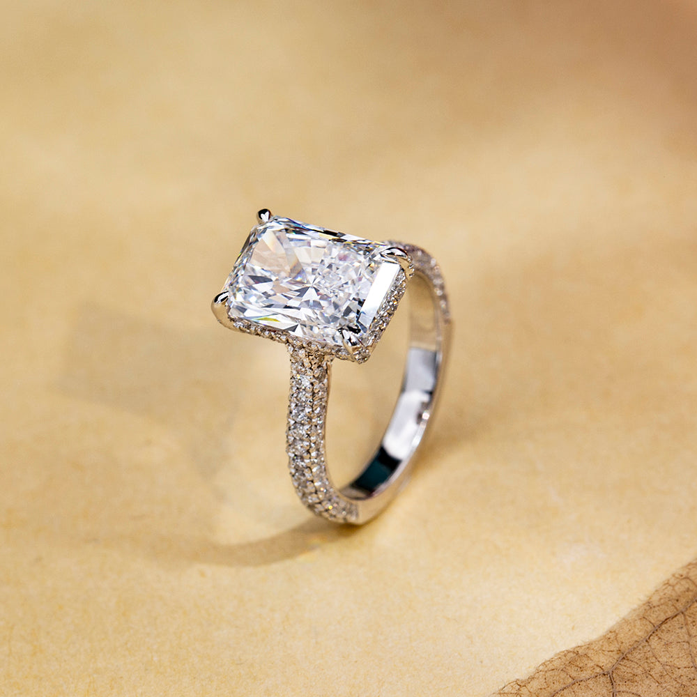 18K Gold Large Square Diamond Ring | Elegant & Timeless Engagement, Wedding & Anniversary Jewelry for Women