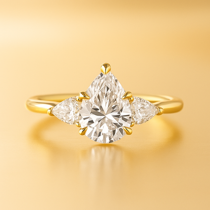 18K Gold Pear-Shaped Diamond Ring | Elegant Engagement, Wedding & Anniversary Jewelry for Women