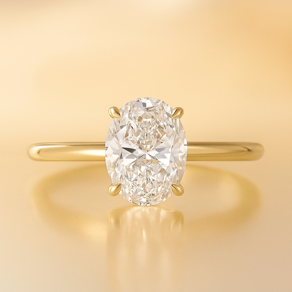 18K Gold Large Oval Diamond Ring | Elegant Engagement, Wedding & Anniversary Jewelry for Women