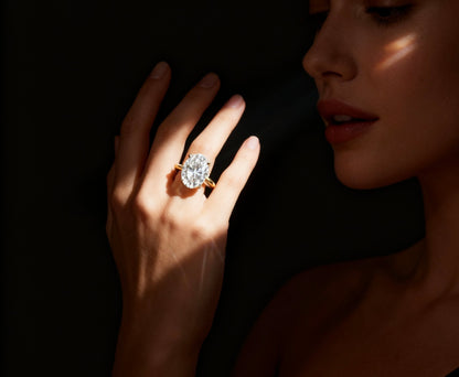 18K Gold Large Oval Diamond Ring | Elegant Engagement, Wedding & Anniversary Jewelry for Women