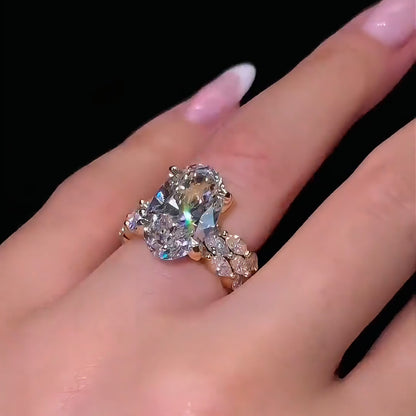 5 Carat Oval Cut Lab Grown Diamond Ring D Color VVS Clarity – Stackable Luxury Engagement Ring for Women