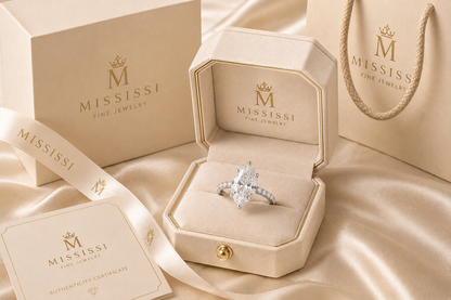 5 Carat Marquise Cut Lab Grown Diamond Ring | Luxury Solitaire Engagement Ring | D Color VVS | 14K, 18K Gold & Platinum | MISSISSI Jewelry