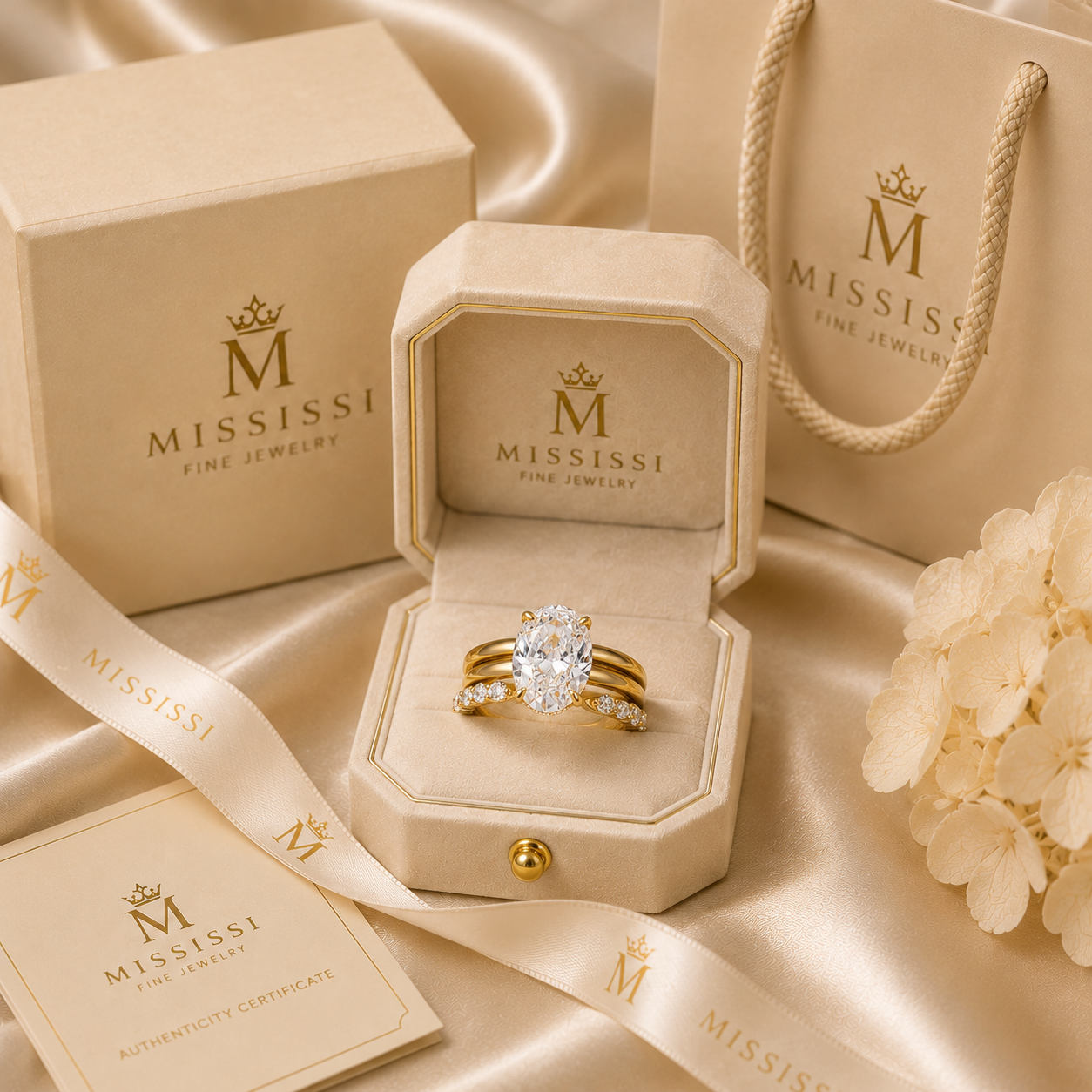 6-Carat Oval Cut Lab-Grown Diamond Ring Set - 14K Gold 3-Piece Versatile Stackable Bridal Set
