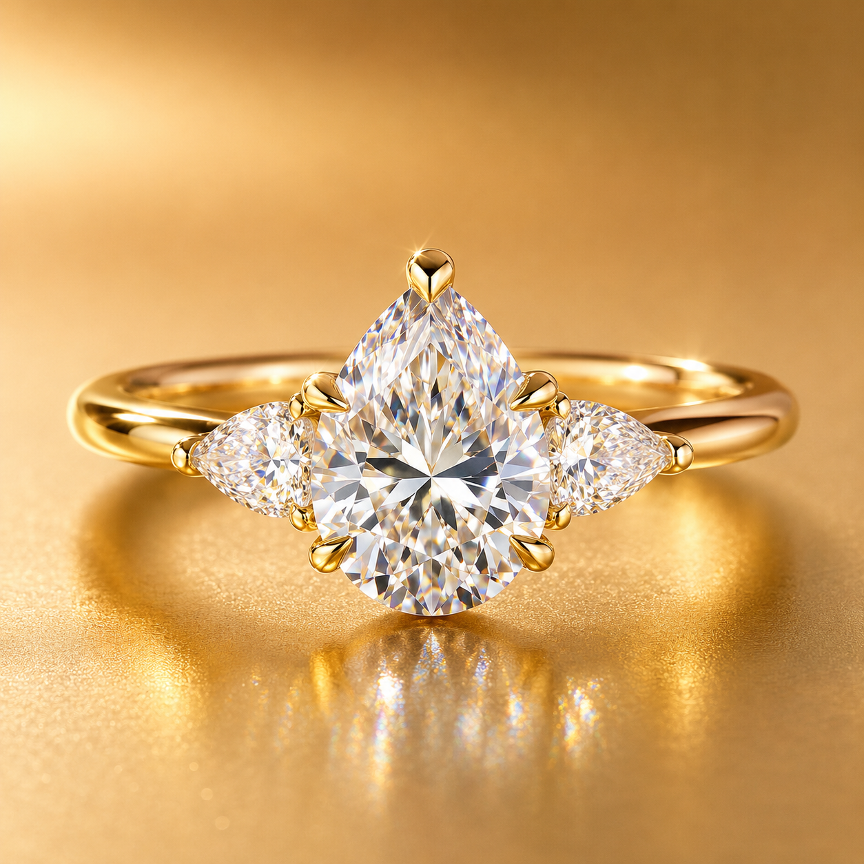 3-Carat Pear Cut Lab-Grown Diamond Solitaire Ring - D Color VVS Simple Elegant Wedding Ring