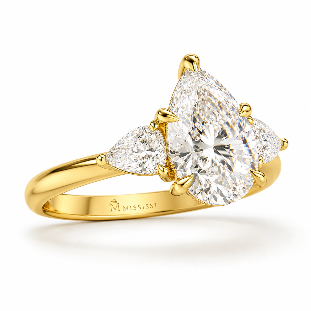 3-Carat Pear Cut Lab-Grown Diamond Solitaire Ring - D Color VVS Simple Elegant Wedding Ring