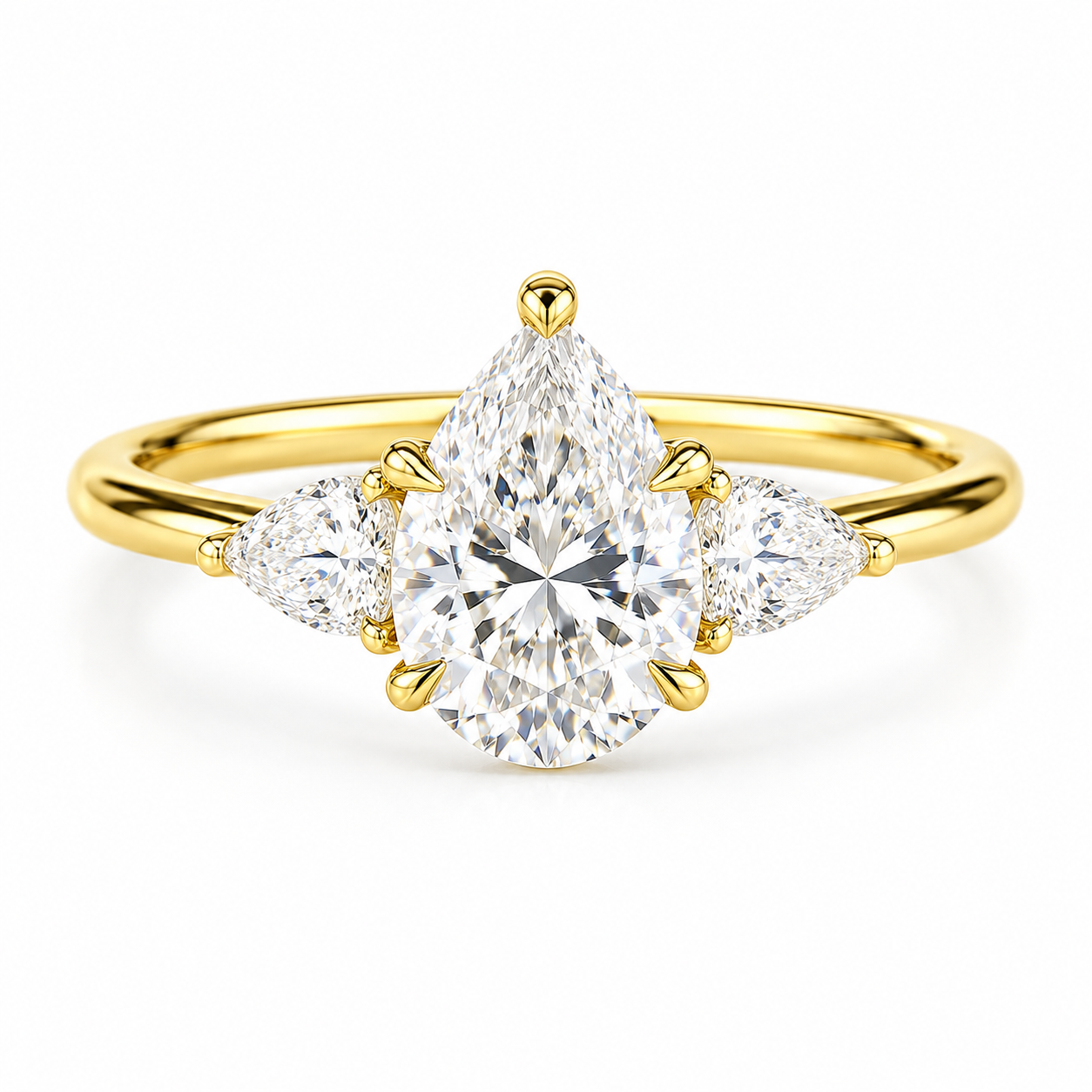 3-Carat Pear Cut Lab-Grown Diamond Solitaire Ring - D Color VVS Simple Elegant Wedding Ring