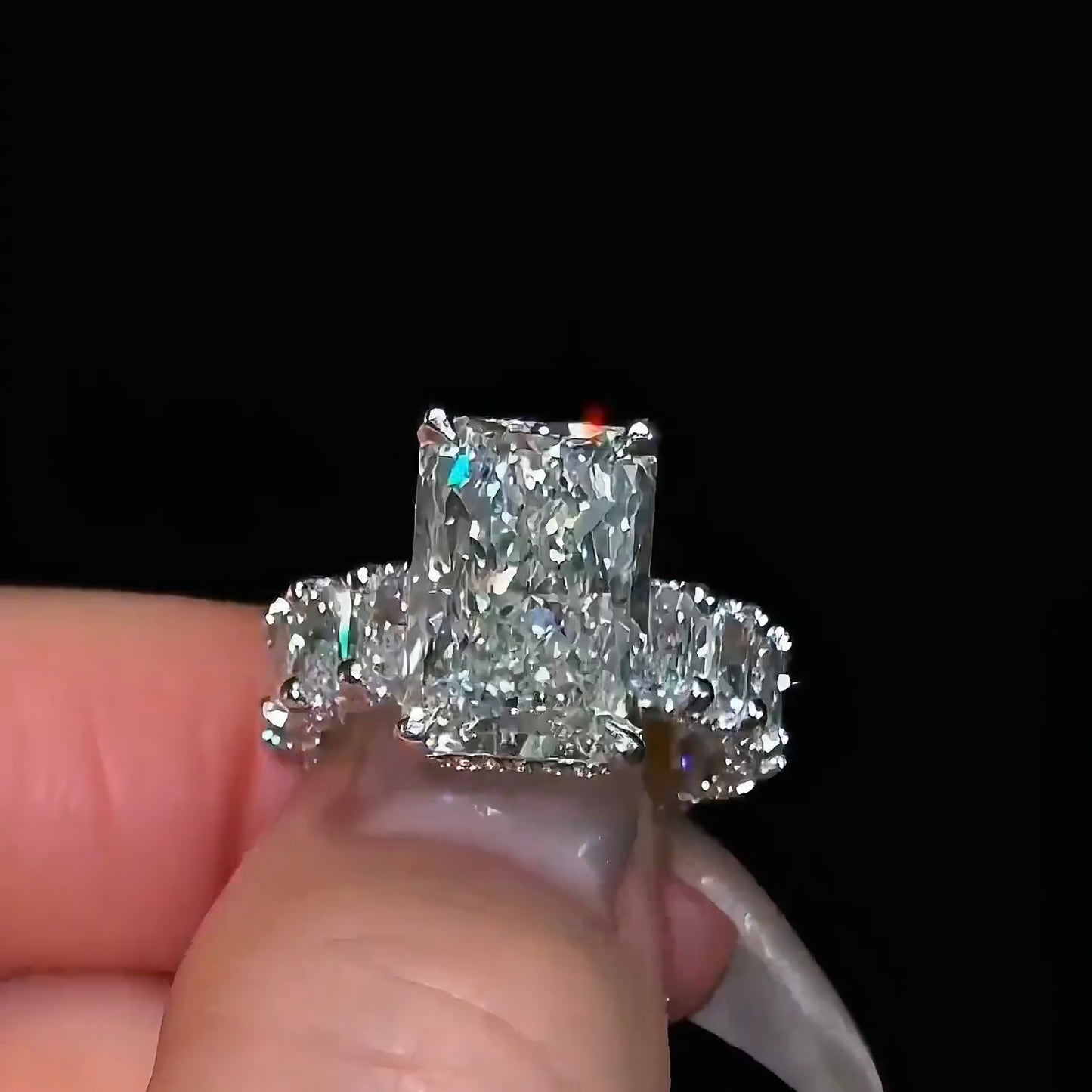 5 Carat Square Cut Lab Grown Diamond Ring | D VVS | Solid 14K 18K Gold Custom Engagement Ring