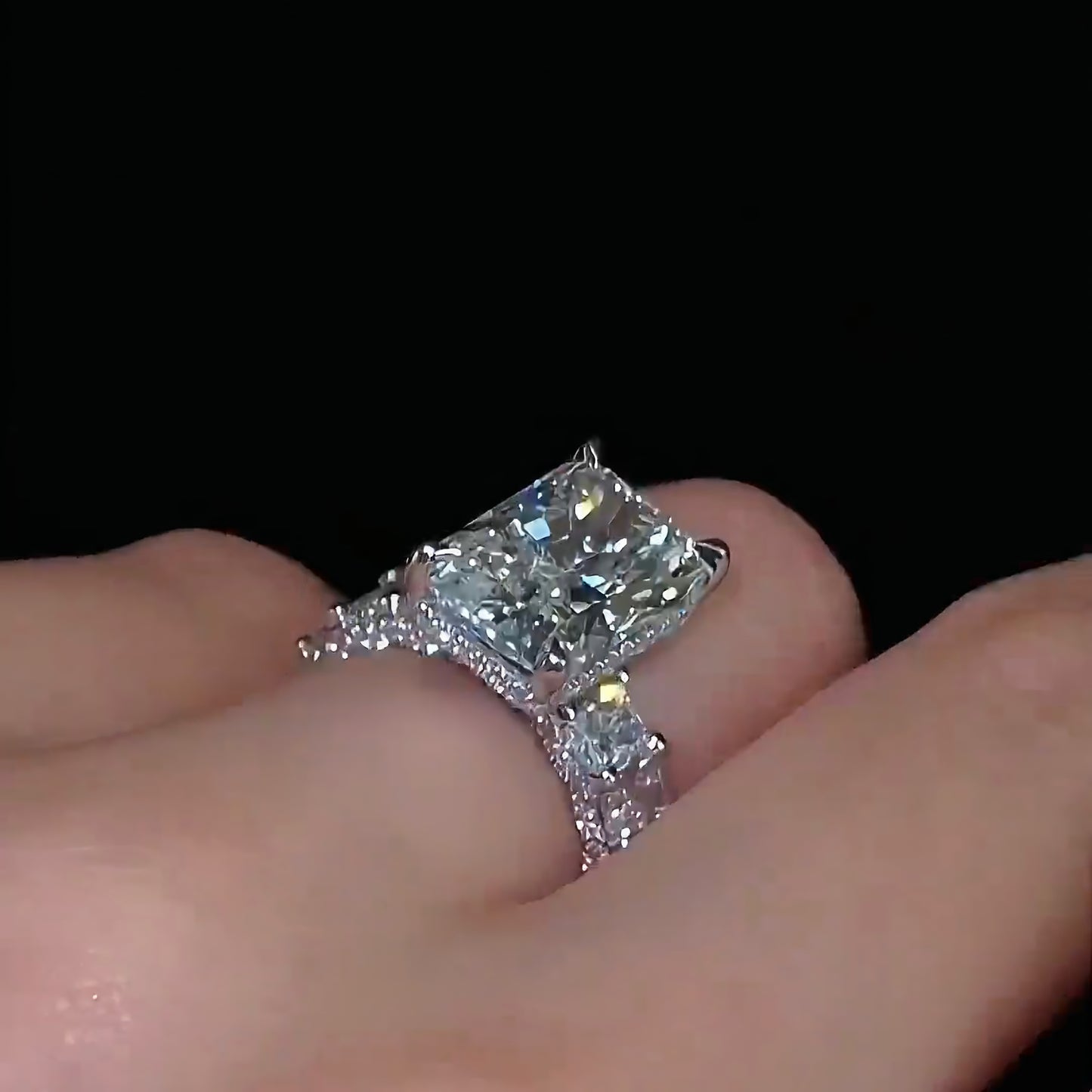 5 Carat Square Cut Lab Grown Diamond Ring | D VVS | Solid 14K 18K Gold Custom Engagement Ring