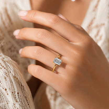 3-Carat Square Emerald Cut Lab-Grown Diamond Ring - D Color VVS Minimalist Solitaire Wedding Ring