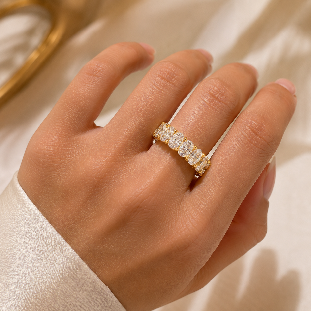 D Color VVS Lab Grown Diamond Eternity Band | Full Eternity Wedding Ring | Stackable Diamond Band | 14K, 18K & Platinum | MISSISSI Jewelry
