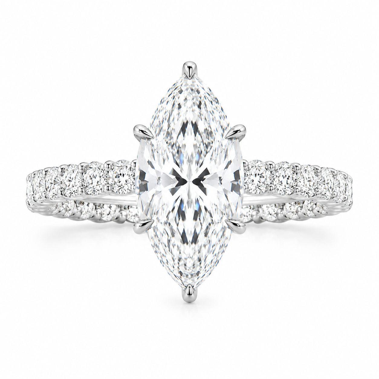 5 Carat Marquise Cut Lab Grown Diamond Ring | D Color VVS Clarity | Luxury 14K Gold Marquise Engagement Ring
